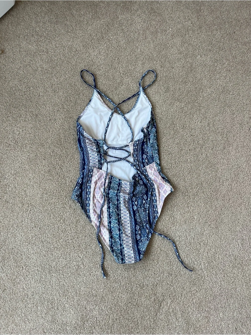 Cupshe Blue & Pink Striped Print One-Piece Swimsuit